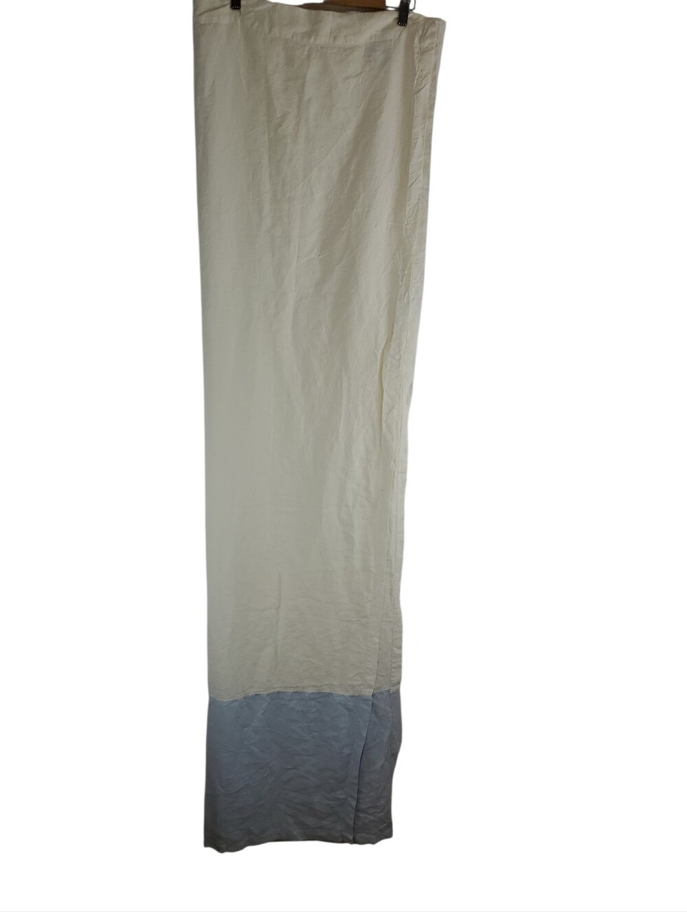 Ivory Restoration Hardware Linen Shower Curtain white blue bottom 74" X 73"